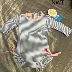 Blue and White Striped Baby Romper